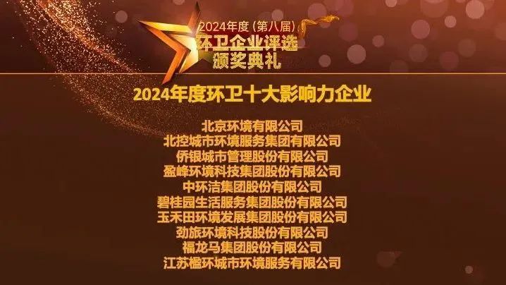 连续五年登榜丨星空环境荣膺“2024年度环卫十大影响力企业”